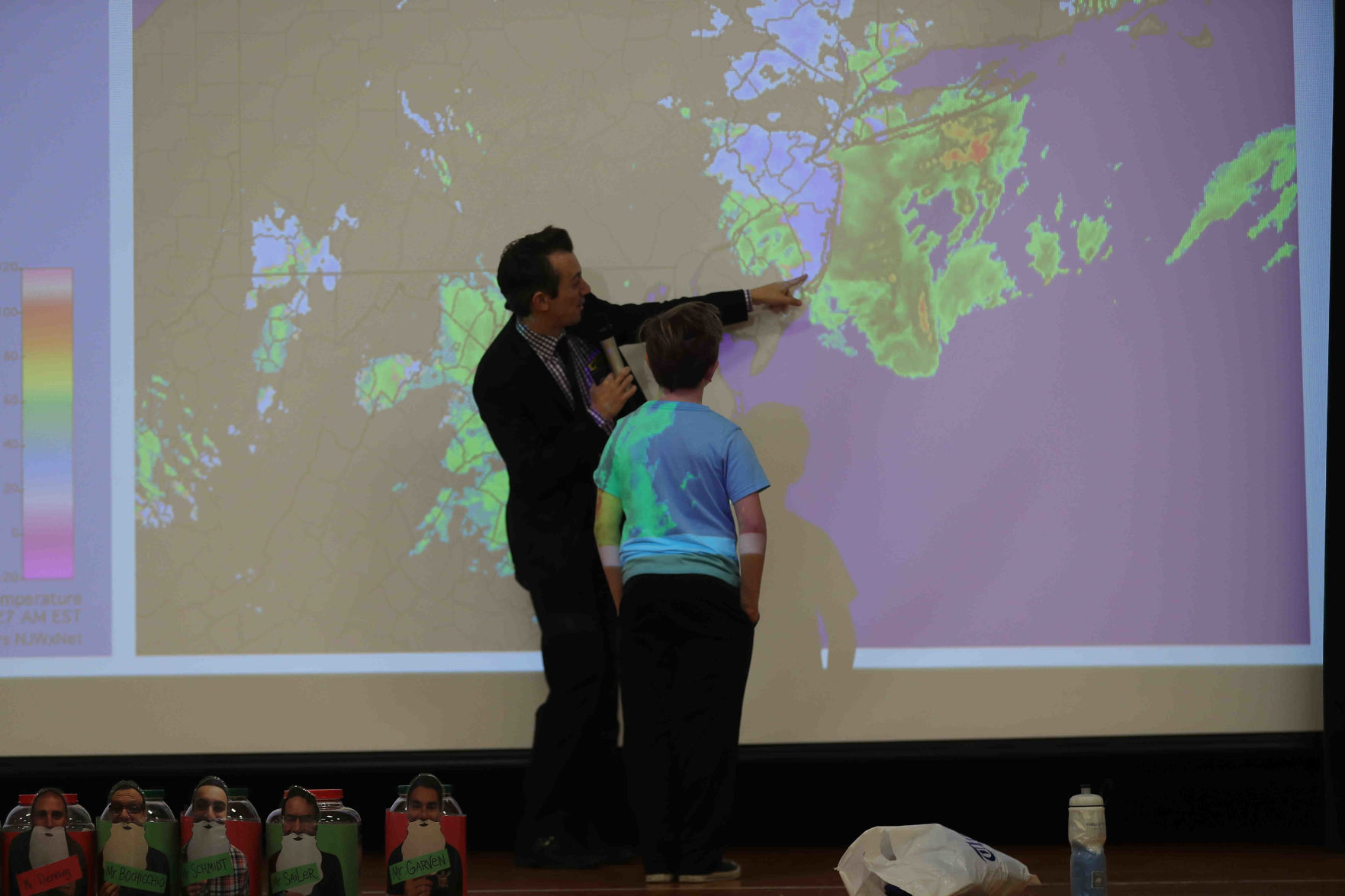 Meteorologist Joe Martucci at Frog Pond Elementary School